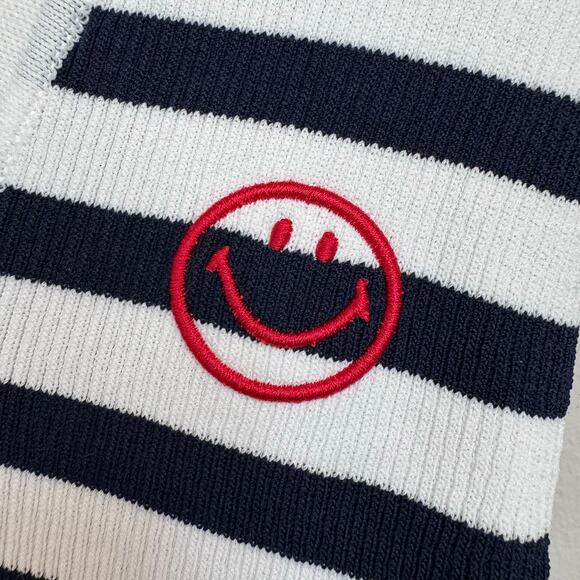 NWT Joshua Sanders Ribbed Smiley Striped Cardigan Sweater Navy White – Size S - Picture 5 of 7